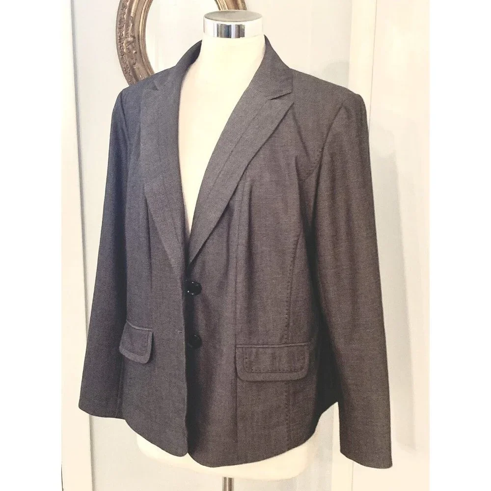 NWT Sejour Slate Gray Career Blazer Jacket Size 14W Sz 14 New